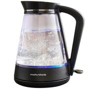 Morphy Richards Glass Kettle, 1.7L, Illuminated, Premium Glass, 3kw Rapid Boil, 360 Base, Blue Light Indicator, Water Level Indicator, Dry Boil Protection, Cord Storage, 108004