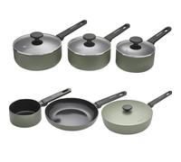 Morphy Richards Green Pan Set Bundle, Forged & Recycled Aluminium 5-Piece Saucepan Set with 28cm Saute Pan, Non-Stick Ceramic Coating, Soft-Touch Handles, Oven Safe up to 180°C, All-Hob Compatible