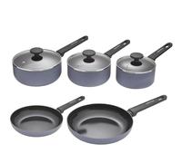 Morphy Richards Grey Cookware Bundle, Recycled Aluminium Saucepans & Frying Pans, Non-Stick Ceramic Coating, Soft-Touch Handles, All-Hob Compatible