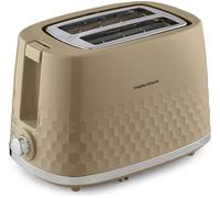 Morphy Richards Hive 2 Slice Toaster, Variable Browning, Removable Crumb Tray, Cancel, Defrost, Reheat, Anti-jam, Gloss Finish, 850W, Travertine, 220035