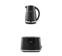 Morphy Richards Hive Kettle and Toaster Set, 1.5L Fast Boil Easy Fill Hive Kettle, 2 Slice Variable Browning Hive Toaster, Matching Set, 3KW/850W, Black 108271 | 220031