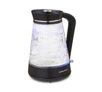 Morphy Richards Illuminating Glass Jug Kettle, 1.7L, Cord Storage, Black & Chrome - 108004