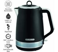Morphy Richards Illumination 1.7L Jug Kettle, Rapid Boil, Boil Dry Protection, Pull off Lid, Limescale Filter, Easy View Window, 360 Cordless Base, Stainless Steel, Black , 108020
