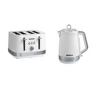 Morphy Richards Illumination Kettle and Toaster Set, 1.7L Rapid Boil Kettle, 4 Slice Toaster Variable Browning and Width Slots, Matching Set, White, 108021 | 248021