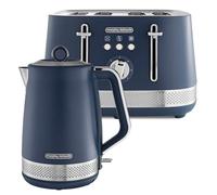 Morphy Richards Illumination Kettle and Toaster Set, 1.7L Rapid Boil Kettle, 4 Slice Toaster Variable Browning and Width Slots, Matching Set, Navy Peony, 108023 | 248023