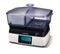 Morphy Richards Intellisteam Compact Food Steamer, 6L, Synchronised Steaming, Digital Display, Memory System, White & Black, 48775