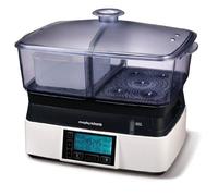 Morphy Richards Intellisteam Compact Food Steamer, 6L, Synchronised Steaming, Digital Display, Memory System, White & Black, 48775
