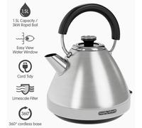 Morphy Richards Kettle 1.5L, 3KW,Rapid Boil, Venture Pyramid, Stainless,100130
