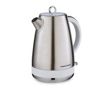 Morphy Richards Mexborough 1.7L Kettle, Stainless Steel, 3K Rapid Boil, 360 Base, Anti-Lime Scale Filter, Boil Dry Protection, Illuminated On/Off Switch, Water Window, Ring Pull, White Trim, 102903