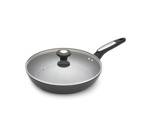 Morphy Richards Lidded Frying Pan, Forged Aluminium Black Ceramica, 28cm, Non Stick Coating, Soft Touch Handles, Suitable for All Hobs, Black, 850700