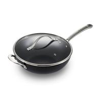 Morphy Richards Mastery 28cm Stir Fry Pan Aluminium ILAG Non-Stick with Tempered Glass Lid, Induction, Gas, Electric Compatible, PFAS Free, Stainless Steel Handles, 850704