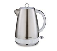 Morphy Richards Mexborough 1.7L Kettle, Stainless Steel, 3K Rapid Boil, 360 Base, Anti-Lime Scale Filter, Boil Dry Protection, Illuminated On/Off Switch, Water Window, Ring Pull, White Trim, 102903