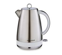 Morphy Richards Mexborough 1.7L Kettle, Stainless Steel, 3K Rapid Boil, 360 Base, Anti-Lime Scale Filter, Boil Dry Protection, Illuminated On/Off Switch, Water Window, Ring Pull, White Trim, 102903