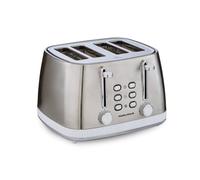 Morphy Richards Mexborough 4 Slice Toaster, Stainless Steel, Independent Operation, Browning Controls, Removable Crumb Tray, Anti-Jam, Defrost, Cancel, Reheat, 1860W, White Trim, 242903
