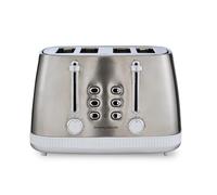 Morphy Richards Mexborough 4 Slice Toaster, Stainless Steel, Independent Operation, Browning Controls, Removable Crumb Tray, Anti-Jam, Defrost, Cancel, Reheat, 1860W, White Trim, 242903
