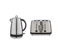 Morphy Richards Mexborough Jug Kettle and 4-Slice Toaster, 1.7L, Variable Browning Control, Black & Stainless Steel - 102901, 242901