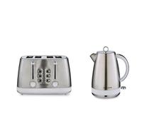 Morphy Richards Mexborough Jug Kettle and 4 Slice Toaster Bundle, 1.7L,Wide Slots, Cord Storage, White & Stainless Steel - 102903, 242903