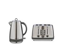Morphy Richards Mexborough Jug Kettle and 4-Slice Toaster Bundle, 1.7L,Wide Slots, Grey & Stainless Steel, 102902 & 242902