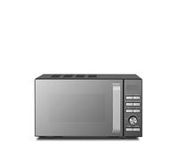 Morphy Richards Digital Microwave with Mirror Glass Door, 20L Capacity, 95 Minute Timer fo Cooking, 6 Power Levels, Defrost mode, Glass Turntable, 800W, Matt Black & Silver, Easy Clean, 511443