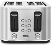 Morphy Richards Motive 4 Slice Toaster, Browning Controls, Reheat, Cancel and Defrost Settings, Bread Lever, Removable Crumb Tray, Electromagnet Cover, 1600W, Brushed Steel, 242800