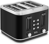 Morphy Richards Motive 4 Slice Toaster, Browning Controls, Reheat, Cancel & Defrost Settings, Bread Lever, Removeable Crumb Tray, Electromagnet Cover, 1600W, Black, 242801