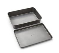Morphy Richards Oven Tray and Roasting Tin Set, 15x10 & 15x11, Heavy Duty Carbon Steel | Non-Stick, Textured Base | Oven, Dishwasher & Freezer Safe | Ideal for Family Roasts | 849003