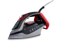 Morphy Richards Powersteam Elite LED Steam Iron, Non Stick Ceramic Soleplate, 35g Output, Vertical option, Self Clean, Anti Drip, Digital Controls, 3m Cord, 3000W, Grey, Black and Red, 302012