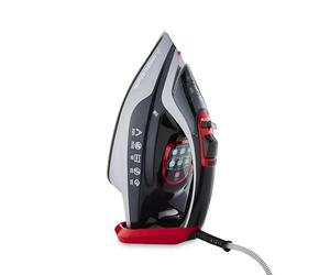 Morphy Richards Powersteam Elite LED Steam Iron, Non Stick Ceramic Soleplate, 35g Output, Vertical option, Self Clean, Anti Drip, Digital Controls, 3m Cord, 3000W, Grey, Black and Red, 302012