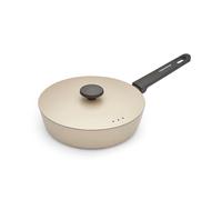 Morphy Richards Saute Pan, Forged Aluminium, 24cm, Non Stick Ceramic Coating, Soft Touch Handles, Oven Safe Up to 180c, Suitable for All Hobs, Cream, 852254