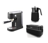 Morphy Richards Signature Black Kettle Toaster & Coffee Machine Set