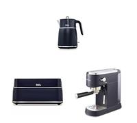 Morphy Richards Signature Kettle, Toaster and Compact Espresso Machine Set, 1.5L Fast Boil Matte Finish Kettle, 2 Slot Variable Browning Toaster, Espresso Maker, Midnight Blue,100703 | 245703 | 172025