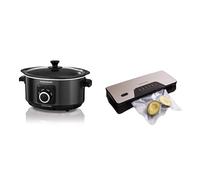 Morphy Richards Slow Cooker & Cordless Vacuum Sealer Bundle, 3.5L Sear and Stew Slow Cooker Black| Vaccum Sealer, 5 Programme, Storage Solution, USB Chargeable, 460012 | 432040