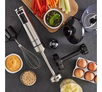 Morphy Richards Stainless Steel Hand Blender Set with Masher, Variable Speeds, Turbo Mode, DC Motor, Lightweight, Mashing/Chopping/Whisking/Juicing & Blending, Accessories Included, 1000W, 402020
