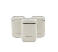 Morphy Richards Equip Set 3 Storage Canisters, 15.5x10cm, 3 Pack Durable Carbon and Stainless Steel Set, Airtight Lid, Versatile Suitable Tea, Coffee, Sugar, Pasta, Dry Foods, Cream, 830002
