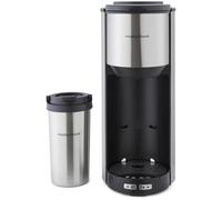 Morphy Richards Tazza Pour & Go, Single Cup Coffee Machine, Includes Travel Mug, Bean To Cup, 35g Integrated Grinder, Easy Operation, Coffee On The Go, 900W, Stainless Steel, 162105