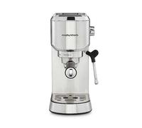 Morphy Richards Compact Espresso Machine, Dual Cup, 1L Water tank, Variable Steam Control and Milk Frother Wand, Ground Coffee and ESE Pod Compatible, Stainless Steel, 172022