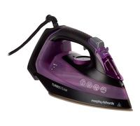 Morphy Richards Turbosteam Steam Iron, Non stick Ceramic Soleplate, 170g Boost, 50g Output, 380ml Water Tank, Anti-Scale and Drip, Auto Shut-off, 3m Cord, 2800W, Purple and Black, 303140