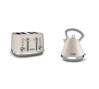 Morphy Richards Vector 4 Slice Toaster 248132 Cream Four Slice Toaster Cream Toaster + Pyramid Kettle 108132 Traditional Kettle Cream