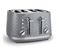 Morphy Richards Vector 4 Slice Toaster, High Gloss Geometric Design, Defrost and Reheat, Variable Width Slots, Removable Crumb Tray, Grey, 248135