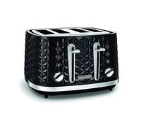 Morphy Richards Vector 4 Slice Toaster, High Gloss Geometric Design, Defrost and Reheat, Variable Width Slots, Removeable Crumb Tray, Black, 248131