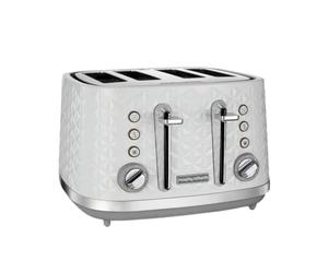 Morphy Richards Vector 4 Slice Toaster, High Gloss Geometric Design, Defrost and Reheat, Variable Width Slots, Removeable Crumb Tray, White, 248134