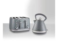 Morphy Richards Vector Kettle and Toaster Set, 1.5l Vector Rapid Boil Pyramid Kettle, 4 Slice Vector Toaster, Matching Set, Grey, 108135/248135