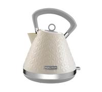 Morphy Richards Vector Pyramid Kettle, 1.5L, 3kW Rapid Boil, Anti Limescale Filter, Boil Dry Protection, Water Window, Pull Ring Removeable Lid, 360 Cordless Base, Cream, 108132