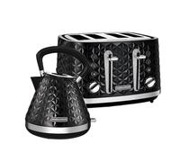 Morphy Richards Vector Pyramid Kettle and 4-Slice Toaster Set - 1.7L Rapid Boil Traditional Kettle with Anti-Limescale Filter & Variable Browning 4-Slice Toaster, Black 108131 | 248131