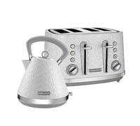 Morphy Richards Vector Pyramid Kettle and 4-Slice Toaster Set - 1.7L Rapid Boil Traditional Kettle with Anti-Limescale Filter & Variable Browning 4-Slice Toaster, White 108134 | 248134
