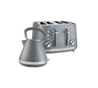 Morphy Richards Vector Kettle and Toaster Set, 1.5l Vector Rapid Boil Pyramid Kettle, 4 Slice Vector Toaster, Matching Set, Grey, 108135/248135