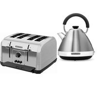 Morphy Richards Venture Brushed Steel 1.5L 3Kw Pyramid Kettle And 4-Slice Toaster Set