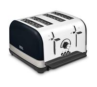 Morphy Richards Venture Retro 4 Slice Toaster, Radio Dial, Variable Browning Control, Width Slots, Removable Crumb Tray, 1900W, Onyx and Nickel, 240334