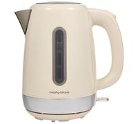 Morphy Richards Equip Kettle, 1.7L, 3Kw Rapid boil, Removeable Limescale Filter, Easy View Water Gauge, Stainless Steel Case, Cream, 102784