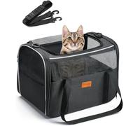 Morpilot Airline Approved Cat & Small Animal Carrier, Soft-Sided Foldable Pet Carrier for Travel with Removable Mat, Shoulder Strap, TSA Certified Lightweight Carrier, Grey